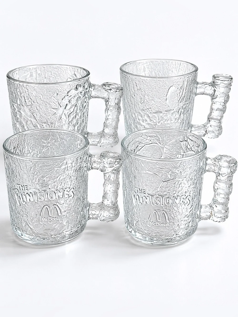 Vintage 1993 McDonald's Flintstones RocDonalds Glass Mugs Set of 4